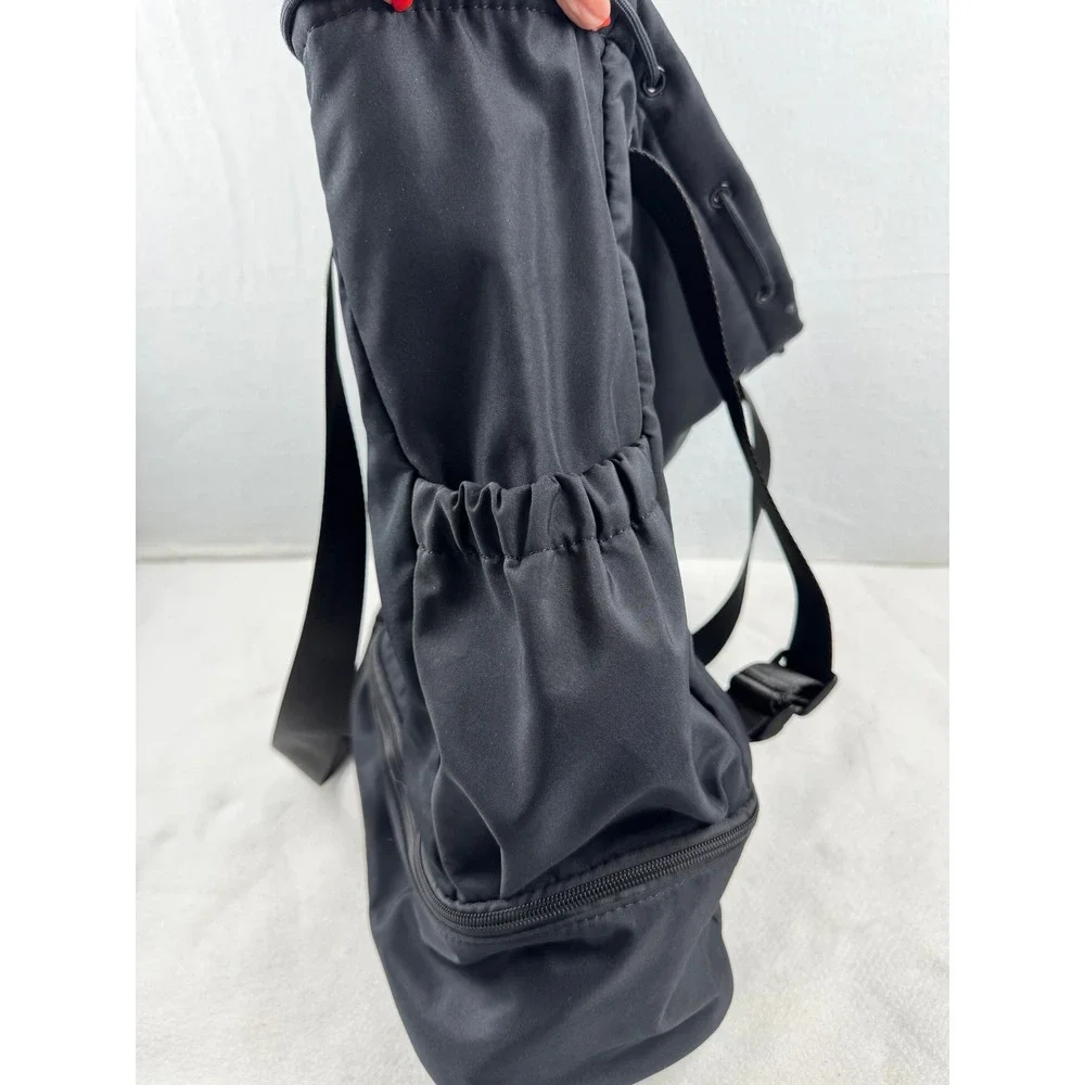 Beyond Yoga Black Nylon Drawstring Backpack Gym Bag with Shoe Compartment